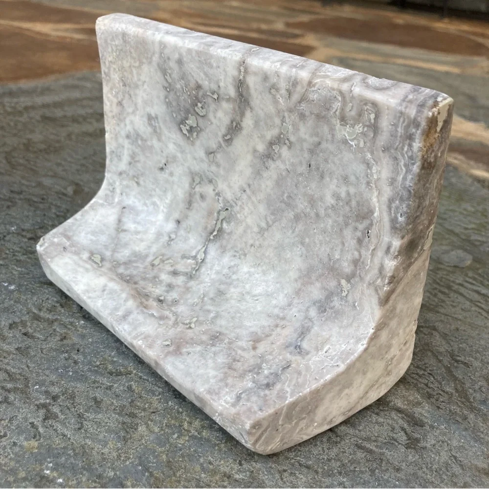 🌲 Travertine Soap Dish, Natural Stone. NWOT.